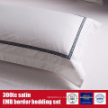 100%Cotton 300TC Satin EMB Border Sheet Hotel Fine Linens